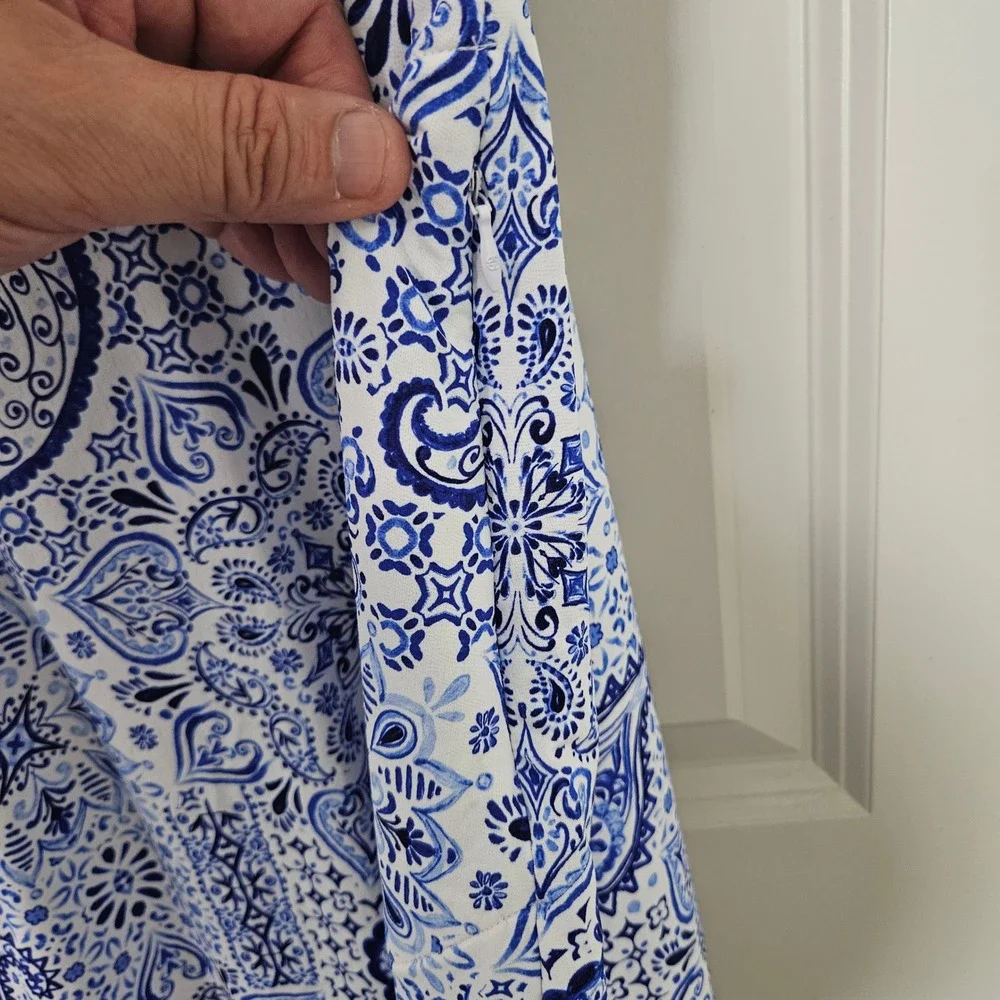 G Lifestyle Womens Golf Dress Blue Paisley Ruffle Sleeveless Set Small